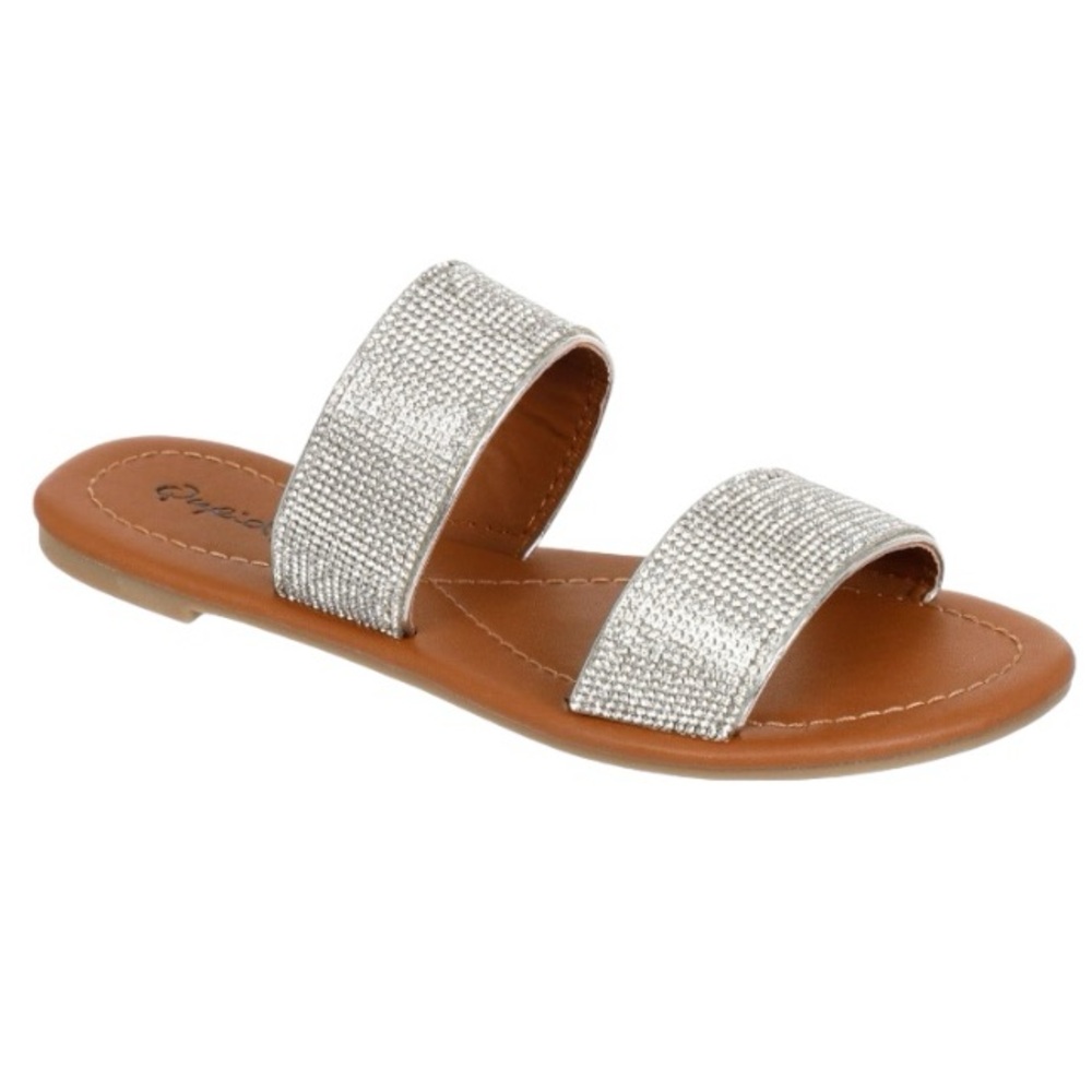 Qupid rhinestone embellished flat slides / 5.5 / New in Box